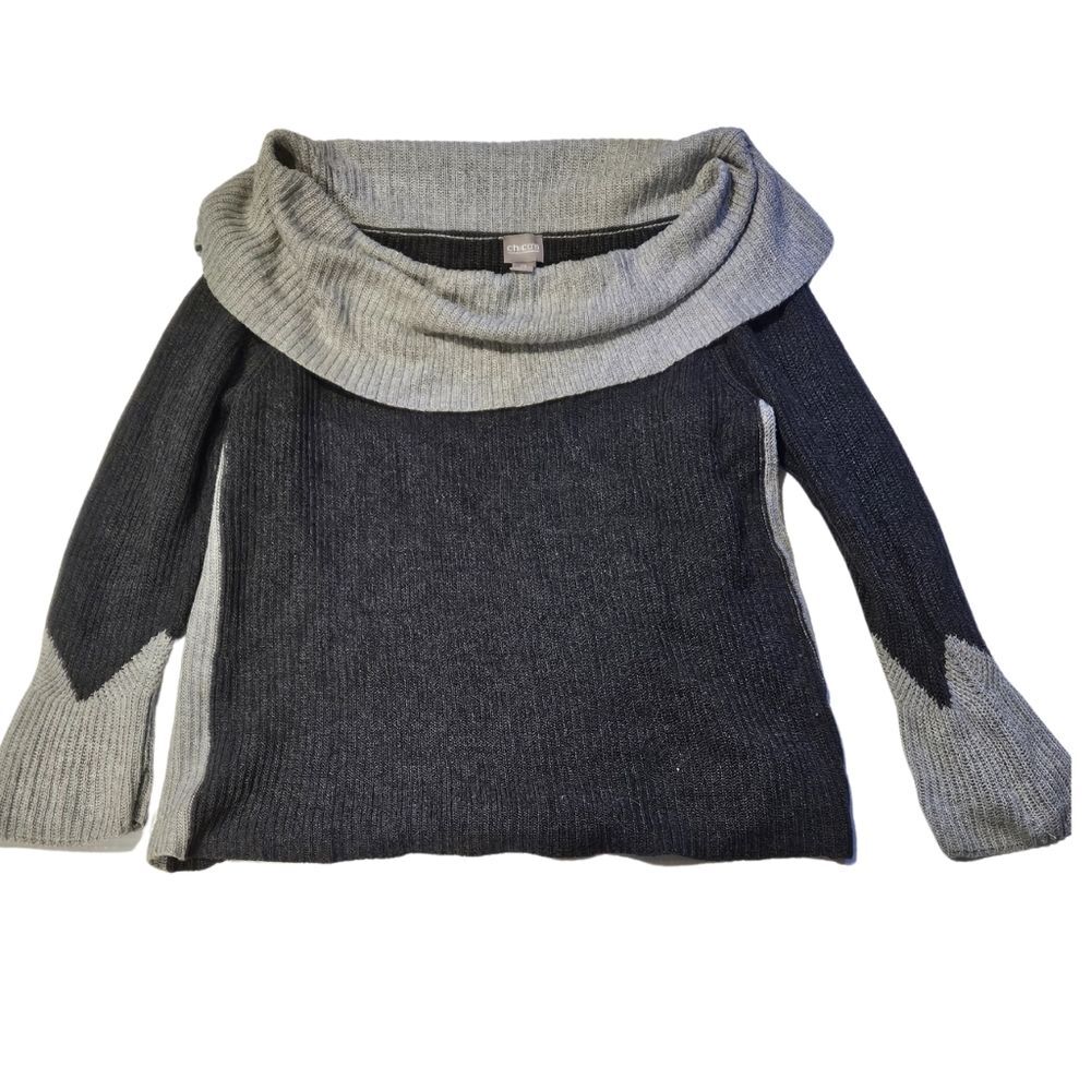 Chicos Off the Shoulder Cowl neck Sweater w/ Bell Sleeves size 2 Women's